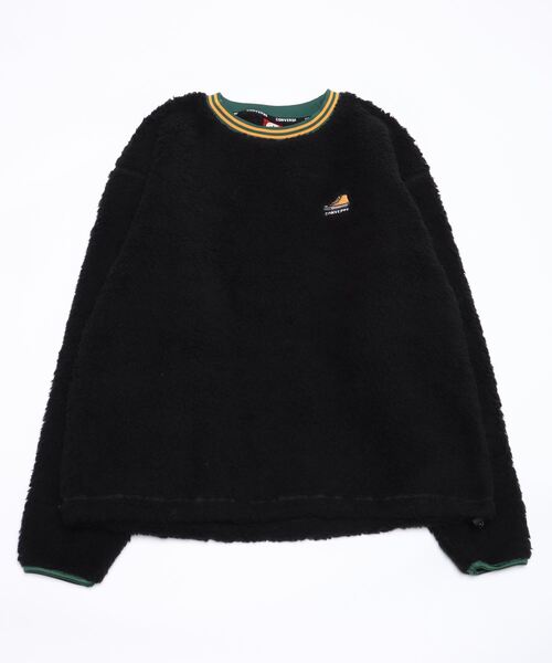 CONVERSE（コンバース）の「CONVERSE/コンバース オーバーサイズ ワンポイントロゴ刺繍 カレッジ リンガー リブライン ボアスウェット レディース メンズ トレーナー トップス（スウェット・レディース・ブラック/ダークブラウン/グリーン/ブルーグリーン/オフホワイト/ブルー・LL/M/L）」の11枚目の写真