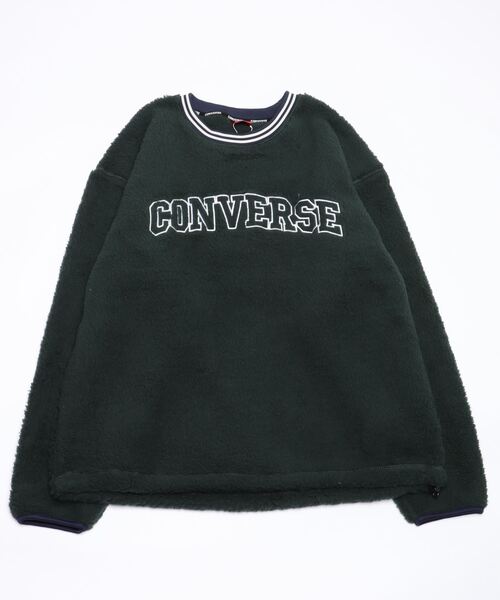 CONVERSE（コンバース）の「CONVERSE/コンバース オーバーサイズ ワンポイントロゴ刺繍 カレッジ リンガー リブライン ボアスウェット レディース メンズ トレーナー トップス（スウェット・レディース・ブラック/ダークブラウン/グリーン/ブルーグリーン/オフホワイト/ブルー・LL/M/L）」の7枚目の写真