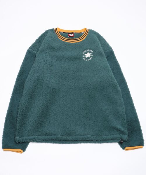 CONVERSE（コンバース）の「CONVERSE/コンバース オーバーサイズ ワンポイントロゴ刺繍 カレッジ リンガー リブライン ボアスウェット レディース メンズ トレーナー トップス（スウェット・レディース・ブラック/ダークブラウン/グリーン/ブルーグリーン/オフホワイト/ブルー・LL/M/L）」の13枚目の写真