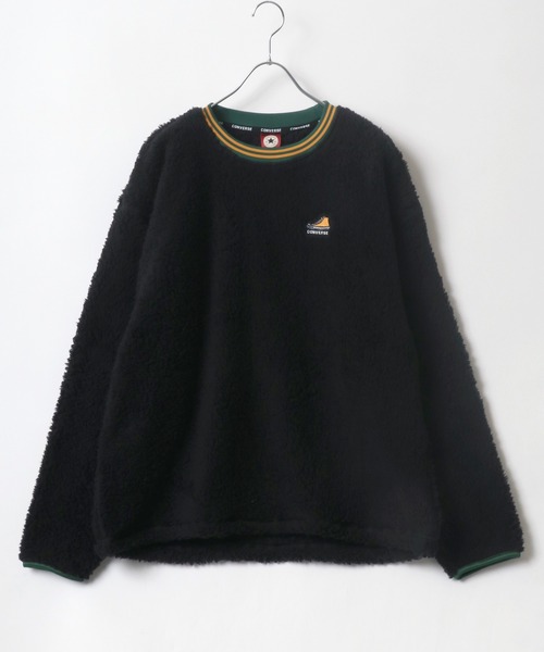 CONVERSE（コンバース）の「CONVERSE/コンバース オーバーサイズ ワンポイントロゴ刺繍 カレッジ リンガー リブライン ボアスウェット レディース メンズ トレーナー トップス（スウェット・レディース・ブラック/ダークブラウン/グリーン/ブルーグリーン/オフホワイト/ブルー・LL/M/L）」の16枚目の写真