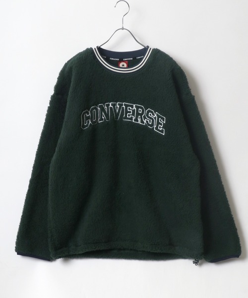 CONVERSE（コンバース）の「CONVERSE/コンバース オーバーサイズ ワンポイントロゴ刺繍 カレッジ リンガー リブライン ボアスウェット レディース メンズ トレーナー トップス（スウェット・レディース・ブラック/ダークブラウン/グリーン/ブルーグリーン/オフホワイト/ブルー・LL/M/L）」の18枚目の写真
