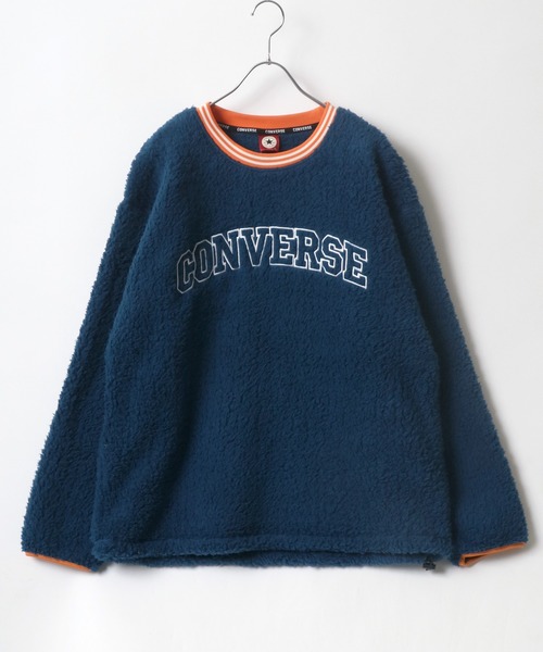 CONVERSE（コンバース）の「CONVERSE/コンバース オーバーサイズ ワンポイントロゴ刺繍 カレッジ リンガー リブライン ボアスウェット レディース メンズ トレーナー トップス（スウェット・レディース・ブラック/ダークブラウン/グリーン/ブルーグリーン/オフホワイト/ブルー・LL/M/L）」の19枚目の写真