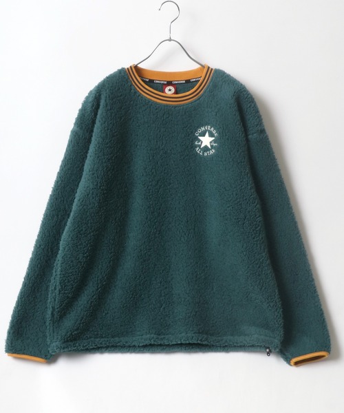 CONVERSE（コンバース）の「CONVERSE/コンバース オーバーサイズ ワンポイントロゴ刺繍 カレッジ リンガー リブライン ボアスウェット レディース メンズ トレーナー トップス（スウェット・レディース・ブラック/ダークブラウン/グリーン/ブルーグリーン/オフホワイト/ブルー・LL/M/L）」の20枚目の写真