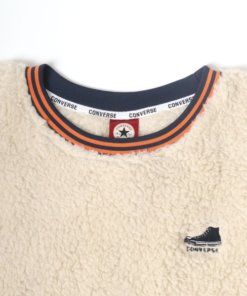 CONVERSE（コンバース）の「CONVERSE/コンバース オーバーサイズ ワンポイントロゴ刺繍 カレッジ リンガー リブライン ボアスウェット レディース メンズ トレーナー トップス（スウェット・レディース・ブラック/ダークブラウン/グリーン/ブルーグリーン/オフホワイト/ブルー・LL/M/L）」の21枚目の写真