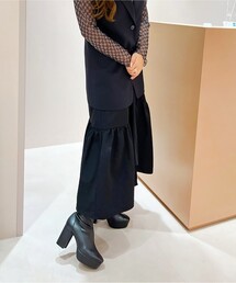 【日本製】厚底ゆる傾斜ストレッチショートブーツ消臭抗菌モデル