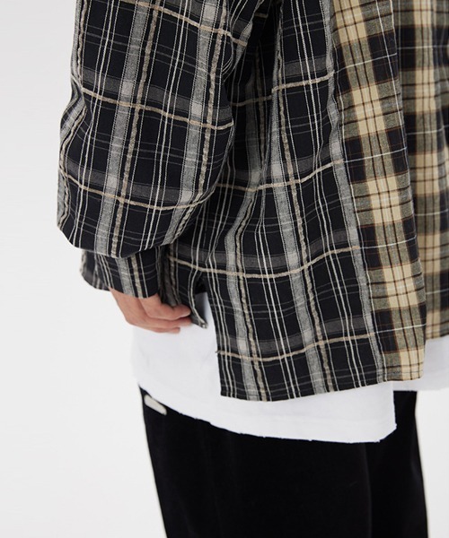 Ressaca(レサーカ)の「オーバーサイズ リメイク 長袖 チェックシャツ(シャツ/ブラウス・メンズ・ブラック・L/XL/M/XXL)」の5枚目の写真