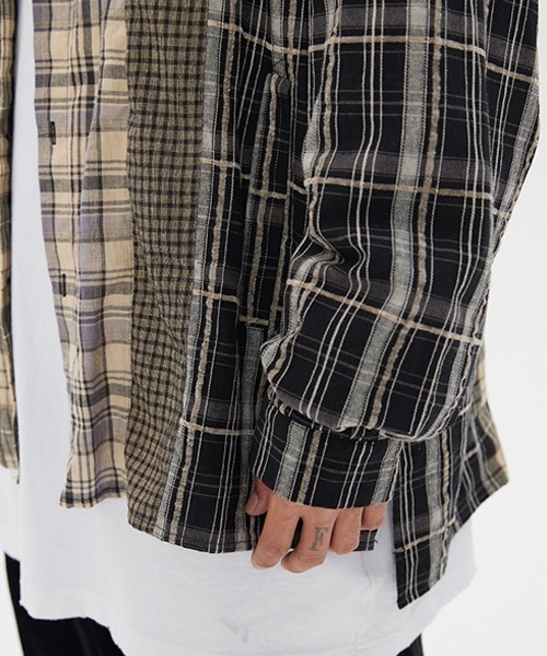 Ressaca(レサーカ)の「オーバーサイズ リメイク 長袖 チェックシャツ(シャツ/ブラウス・メンズ・ブラック・L/XL/M/XXL)」の6枚目の写真