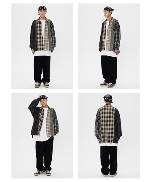 Ressaca(レサーカ)の「オーバーサイズ リメイク 長袖 チェックシャツ(シャツ/ブラウス・メンズ・ブラック・L/XL/M/XXL)」の7枚目の写真