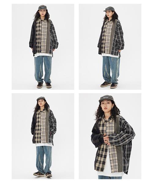 Ressaca(レサーカ)の「オーバーサイズ リメイク 長袖 チェックシャツ(シャツ/ブラウス・メンズ・ブラック・L/XL/M/XXL)」の8枚目の写真