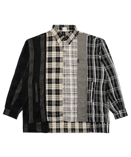 Ressaca(レサーカ)の「オーバーサイズ リメイク 長袖 チェックシャツ(シャツ/ブラウス・メンズ・ブラック・L/XL/M/XXL)」の9枚目の写真