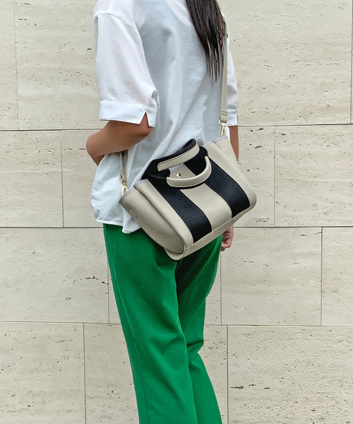 cache cache(カシュ カシュ)の「カシュカシュ cachecache / ショルダー付き2wayテープトートバッグS(トートバッグ・レディース・ブラック/ベージュ/グレー/アイボリー/ベージュ系その他・FREE)」の4枚目の写真