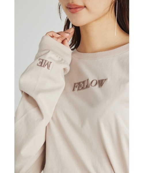 rienda(リエンダ)の「アームスリットロゴロングスリーブTシャツ(Tシャツ/カットソー・レディース・オレンジ/ベージュ/ブラック/パープル・FREE)」の12枚目の写真