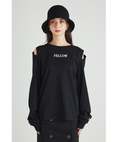 rienda(リエンダ)の「アームスリットロゴロングスリーブTシャツ(Tシャツ/カットソー・レディース・オレンジ/ベージュ/ブラック/パープル・FREE)」の21枚目の写真