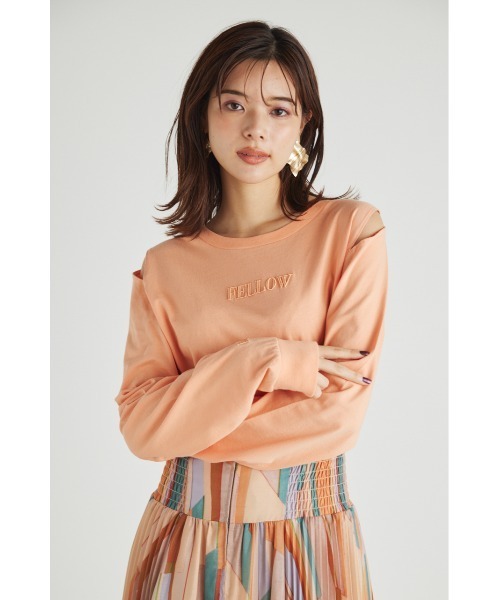 rienda(リエンダ)の「アームスリットロゴロングスリーブTシャツ(Tシャツ/カットソー・レディース・オレンジ/ベージュ/ブラック/パープル・FREE)」の14枚目の写真