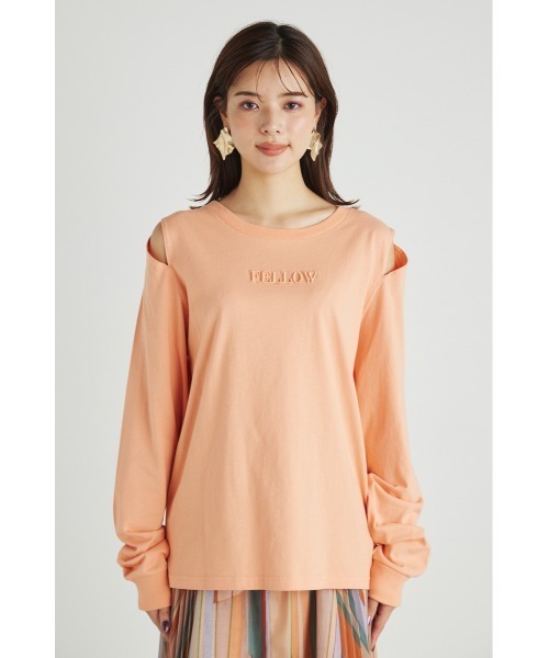 rienda(リエンダ)の「アームスリットロゴロングスリーブTシャツ(Tシャツ/カットソー・レディース・オレンジ/ベージュ/ブラック/パープル・FREE)」の18枚目の写真