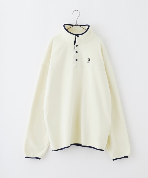 U.S. POLO ASSN.（ユーエスポロアッスン）の「U.S. POLO ASSN. / ユーエスポロアッスン 別注 ワンポイント刺繍 ビッグシルエットスナップボタンフリースプルオーバー（スウェット・レディース・ブルー/ブラック/パープル/アイボリー/グレイッシュベージュ/グリーン/ブラック系/オリーブ/オレンジ・M/L）」の11枚目の写真