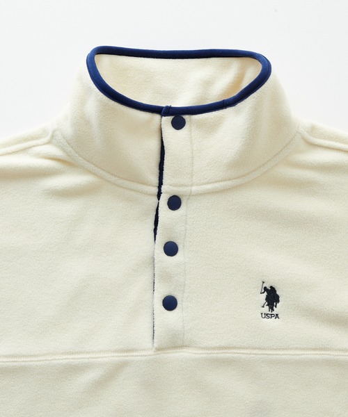 U.S. POLO ASSN.（ユーエスポロアッスン）の「U.S. POLO ASSN. / ユーエスポロアッスン 別注 ワンポイント刺繍 ビッグシルエットスナップボタンフリースプルオーバー（スウェット・レディース・ブルー/ブラック/パープル/アイボリー/グレイッシュベージュ/グリーン/ブラック系/オリーブ/オレンジ・M/L）」の13枚目の写真