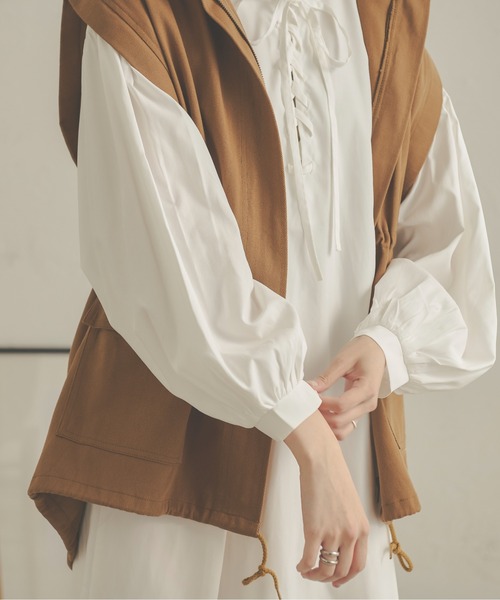 Ambre Neige(アンブルネージュ)の「【前後2WAY】レースアップボリュームワンピース/WEB/EC限定商品(ワンピース・レディース・オフホワイト/ライトブラウン/ダークブラウン・FREE)」の17枚目の写真