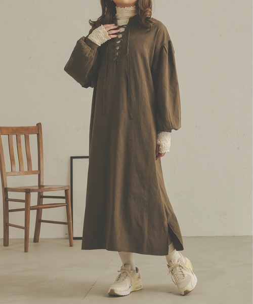Ambre Neige(アンブルネージュ)の「【前後2WAY】レースアップボリュームワンピース/WEB/EC限定商品(ワンピース・レディース・オフホワイト/ライトブラウン/ダークブラウン・FREE)」の9枚目の写真