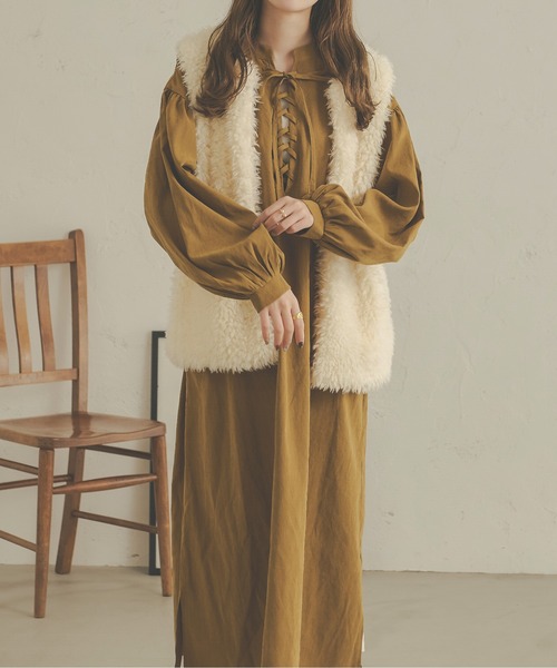 Ambre Neige(アンブルネージュ)の「【前後2WAY】レースアップボリュームワンピース/WEB/EC限定商品(ワンピース・レディース・オフホワイト/ライトブラウン/ダークブラウン・FREE)」の11枚目の写真