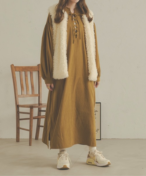Ambre Neige(アンブルネージュ)の「【前後2WAY】レースアップボリュームワンピース/WEB/EC限定商品(ワンピース・レディース・オフホワイト/ライトブラウン/ダークブラウン・FREE)」の16枚目の写真