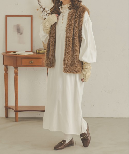 Ambre Neige(アンブルネージュ)の「【前後2WAY】レースアップボリュームワンピース/WEB/EC限定商品(ワンピース・レディース・オフホワイト/ライトブラウン/ダークブラウン・FREE)」の20枚目の写真