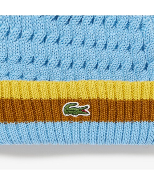 LACOSTE(ラコステ)の「ケーブルニットキャップ(ニットキャップ/ビーニー・メンズ・ホワイト/ネイビー/ブルー・FREE)」の4枚目の写真