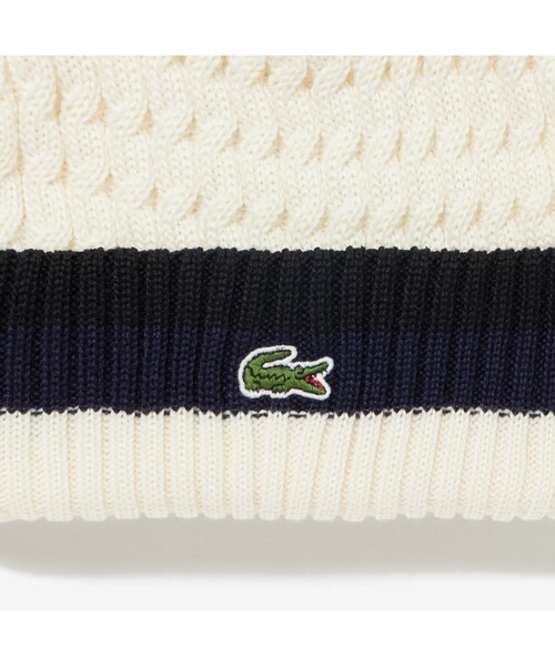 LACOSTE(ラコステ)の「ケーブルニットキャップ(ニットキャップ/ビーニー・メンズ・ホワイト/ネイビー/ブルー・FREE)」の6枚目の写真
