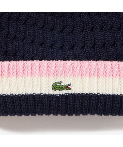 LACOSTE(ラコステ)の「ケーブルニットキャップ(ニットキャップ/ビーニー・メンズ・ホワイト/ネイビー/ブルー・FREE)」の10枚目の写真