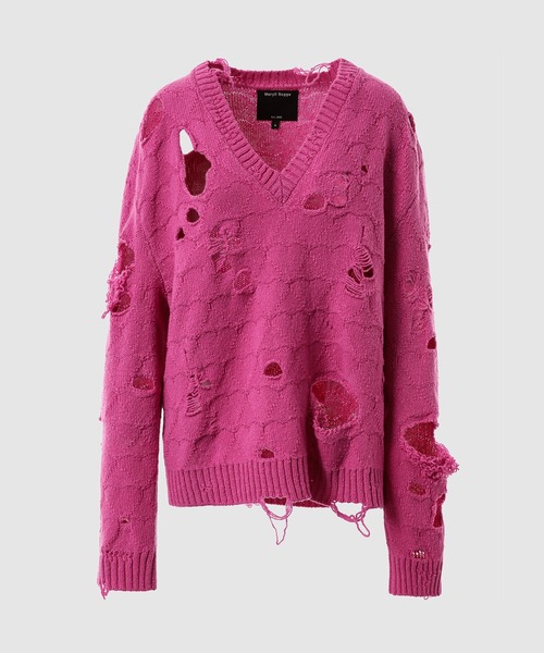meryll rogge 半袖ニット Meryll Rogge ニット セーター V-NECK SWEATER W/ CUT OUTS