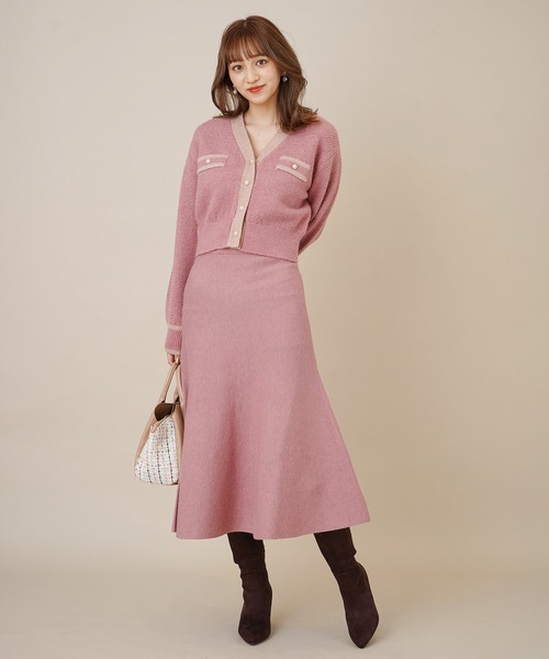 31 Sons de mode（トランテアン　ソン　ドゥ　モード）の「ツイーディーニットカーデセットアップ（ワンピース・レディース・ネイビー/ピンク/オフホワイト・36）」の22枚目の写真