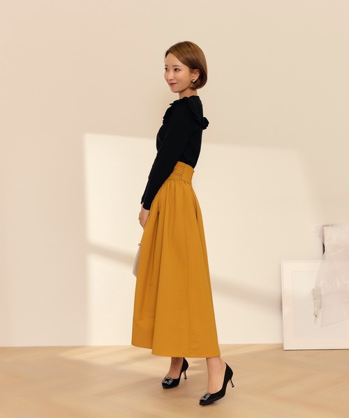 BLESS　N°64　SMLXL　スカート　木目柄　　　72-0906-1A lieulien（リュリアン）の「タフタ フレア スカート ウエストゴム