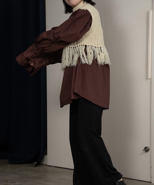 lawgy（ラウジー）の「square pattern fringe vest（ベスト・レディース・アイボリー/ベージュ・FREE）」の5枚目の写真