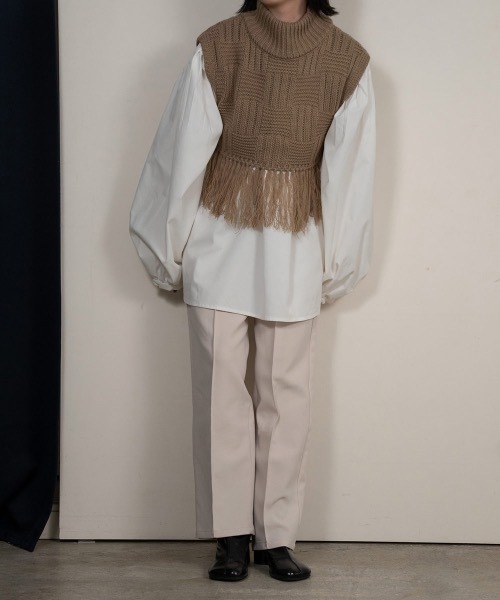 lawgy（ラウジー）の「square pattern fringe vest（ベスト・レディース・アイボリー/ベージュ・FREE）」の13枚目の写真
