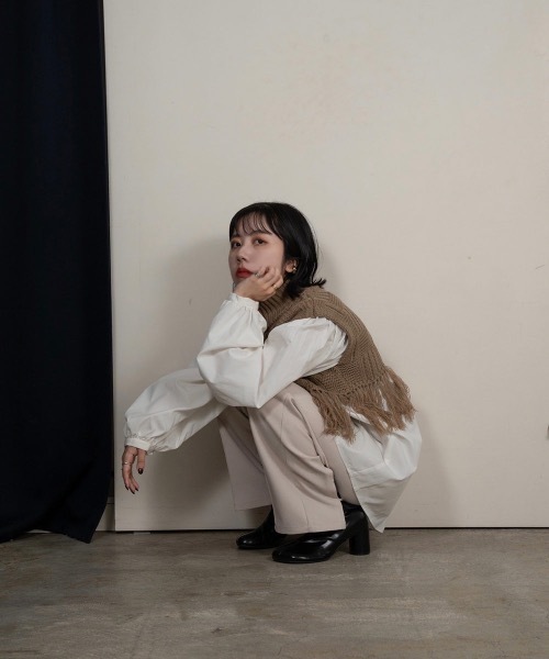 lawgy（ラウジー）の「square pattern fringe vest（ベスト・レディース・アイボリー/ベージュ・FREE）」の18枚目の写真