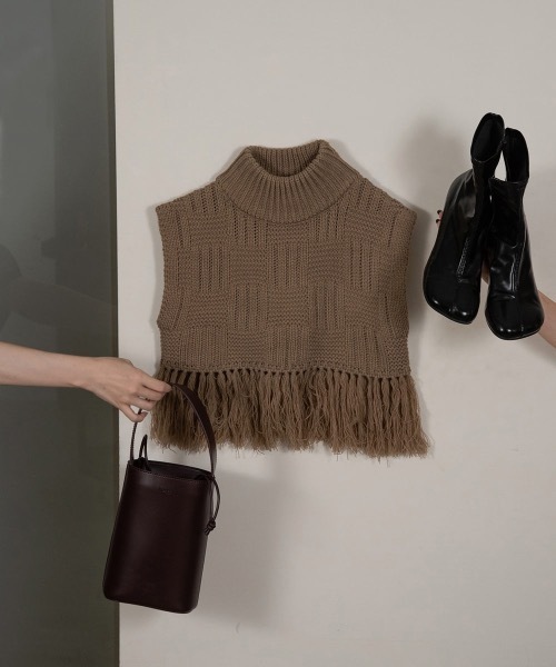lawgy（ラウジー）の「square pattern fringe vest（ベスト・レディース・アイボリー/ベージュ・FREE）」の12枚目の写真