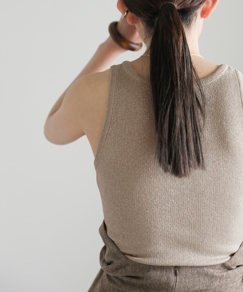 select MOCA(セレクトモカ)の「アメリカンスリーブラメタンクトップ(タンクトップ・レディース・ブラック/アイボリー/グレイッシュベージュ・FREE)」の20枚目の写真