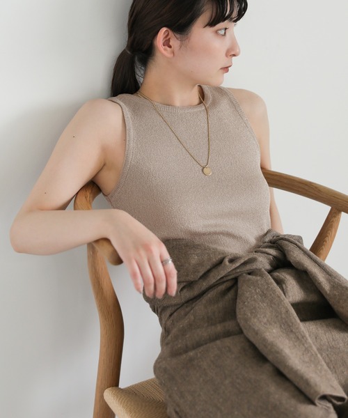 select MOCA(セレクトモカ)の「アメリカンスリーブラメタンクトップ(タンクトップ・レディース・ブラック/アイボリー/グレイッシュベージュ・FREE)」の15枚目の写真