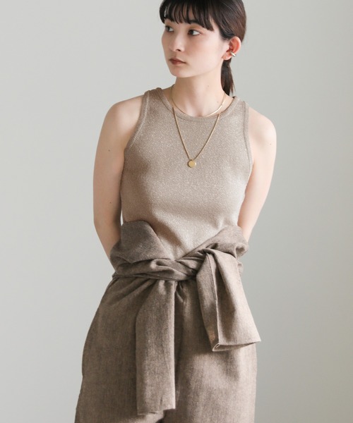 select MOCA(セレクトモカ)の「アメリカンスリーブラメタンクトップ(タンクトップ・レディース・ブラック/アイボリー/グレイッシュベージュ・FREE)」の17枚目の写真