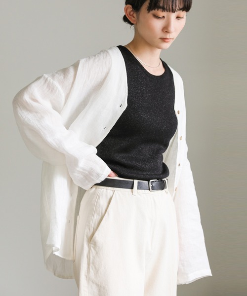 select MOCA(セレクトモカ)の「アメリカンスリーブラメタンクトップ(タンクトップ・レディース・ブラック/アイボリー/グレイッシュベージュ・FREE)」の9枚目の写真