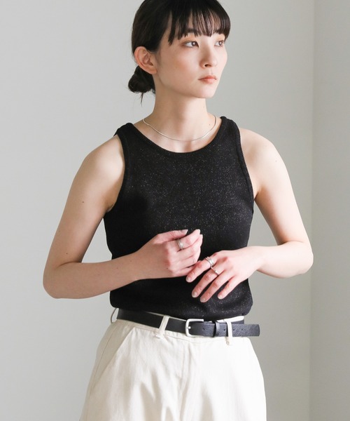 select MOCA(セレクトモカ)の「アメリカンスリーブラメタンクトップ(タンクトップ・レディース・ブラック/アイボリー/グレイッシュベージュ・FREE)」の10枚目の写真