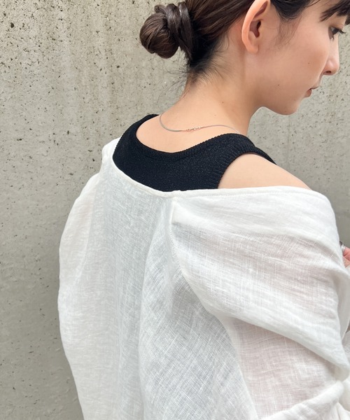 select MOCA(セレクトモカ)の「アメリカンスリーブラメタンクトップ(タンクトップ・レディース・ブラック/アイボリー/グレイッシュベージュ・FREE)」の7枚目の写真