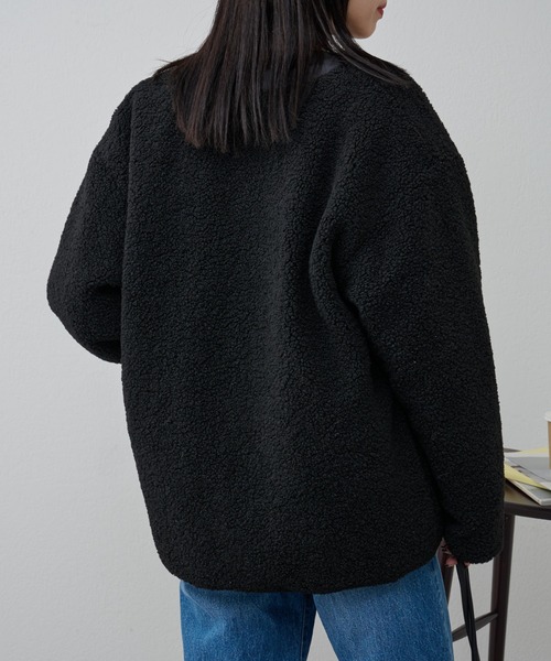 COLONY 2139（コロニートゥーワンスリーナイン）の「ボアノーカラージャケット（ノーカラージャケット・メンズ・ブラック/チャコールグレー・MEDIUM/LARGE）」の15枚目の写真