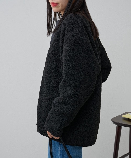 COLONY 2139（コロニートゥーワンスリーナイン）の「ボアノーカラージャケット（ノーカラージャケット・メンズ・ブラック/チャコールグレー・MEDIUM/LARGE）」の7枚目の写真