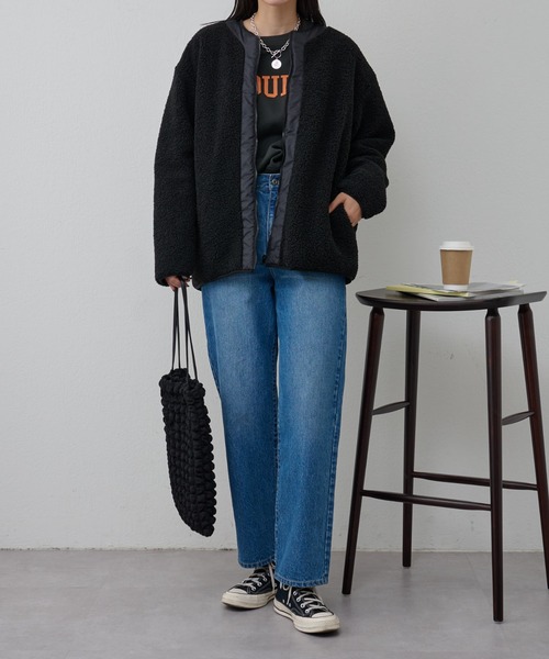 COLONY 2139（コロニートゥーワンスリーナイン）の「ボアノーカラージャケット（ノーカラージャケット・メンズ・ブラック/チャコールグレー・MEDIUM/LARGE）」の11枚目の写真