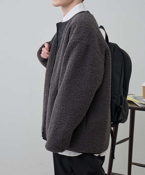 COLONY 2139（コロニートゥーワンスリーナイン）の「ボアノーカラージャケット（ノーカラージャケット・メンズ・ブラック/チャコールグレー・MEDIUM/LARGE）」の20枚目の写真