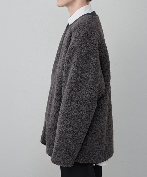 COLONY 2139（コロニートゥーワンスリーナイン）の「ボアノーカラージャケット（ノーカラージャケット・メンズ・ブラック/チャコールグレー・MEDIUM/LARGE）」の6枚目の写真