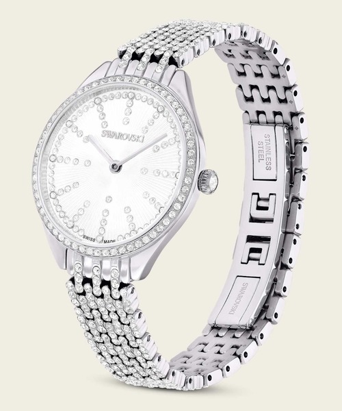 SWAROVSKI（スワロフスキー）の「【公式】【スワロフスキー】Attract ウォッチ スイス製, フルパヴェ, クリスタルを使ったブレスレット, シルバー系, ステンレス鋼（アナログ腕時計・レディース・ホワイト・ONE SIZE）」の7枚目の写真