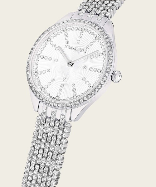 SWAROVSKI（スワロフスキー）の「【公式】【スワロフスキー】Attract ウォッチ スイス製, フルパヴェ, クリスタルを使ったブレスレット, シルバー系, ステンレス鋼（アナログ腕時計・レディース・ホワイト・ONE SIZE）」の5枚目の写真