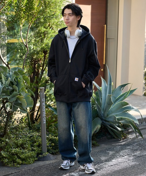 Carhartt(カーハート)の「carhartt(カーハート) Midweight Hooded Zip Sweat オーバーサイズ裏起毛フルジップパーカー(パーカー・メンズ・グレー/ブラック/チャコール/ネイビー・M/L/XL/S)」の22枚目の写真